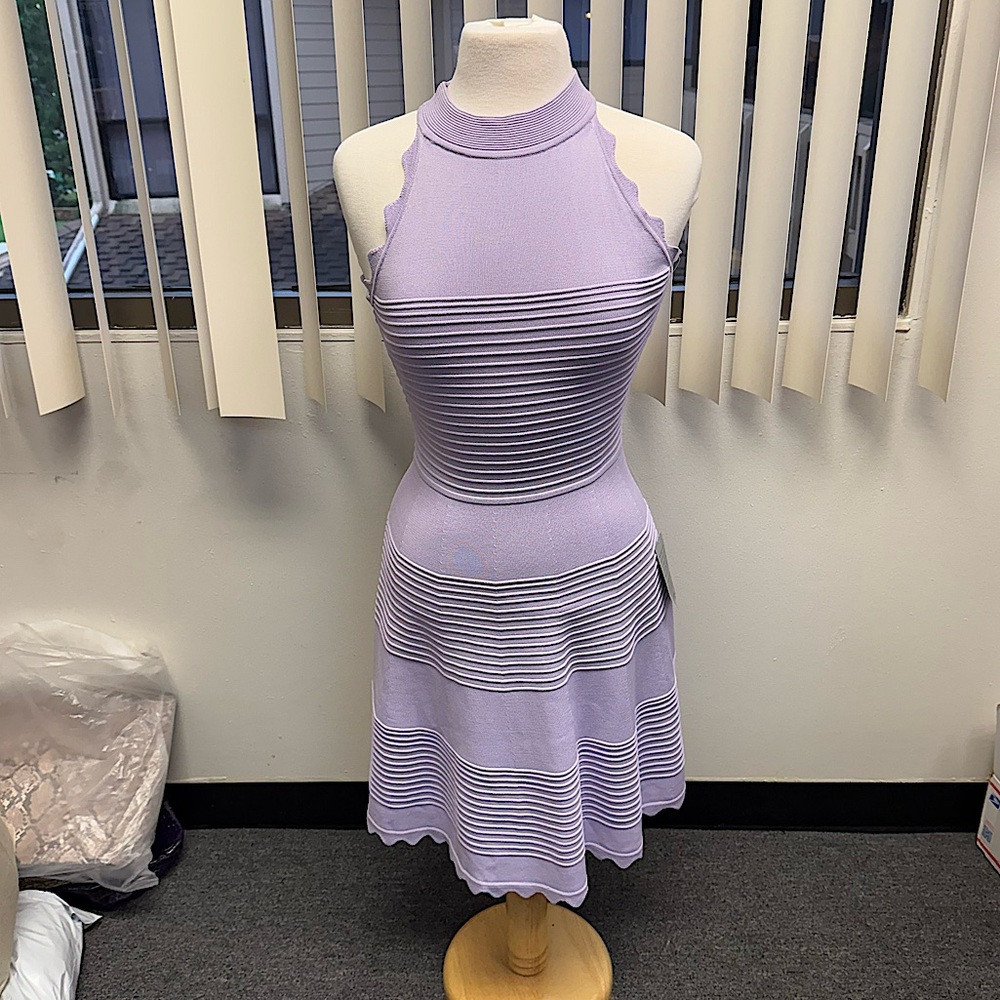 Nordstrom Purple Ribbed Tiered Midi Dress